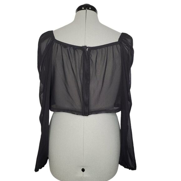 Boohoo La'Tecia Plus Mesh Long Sleeve Corset Top, Whimsigoth, Witchy - Picture 3 of 9